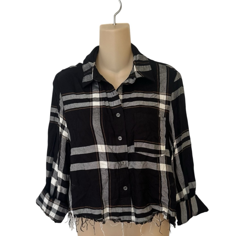 Tobi Flannel Plaid Crop‎ Top